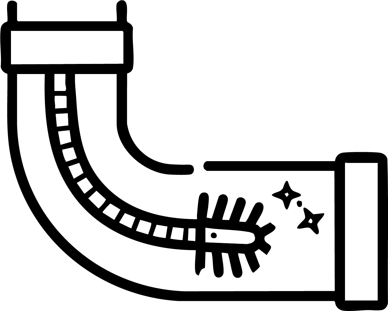 Sewer Cleaning Icon, showing sewer equipment clearing a line.