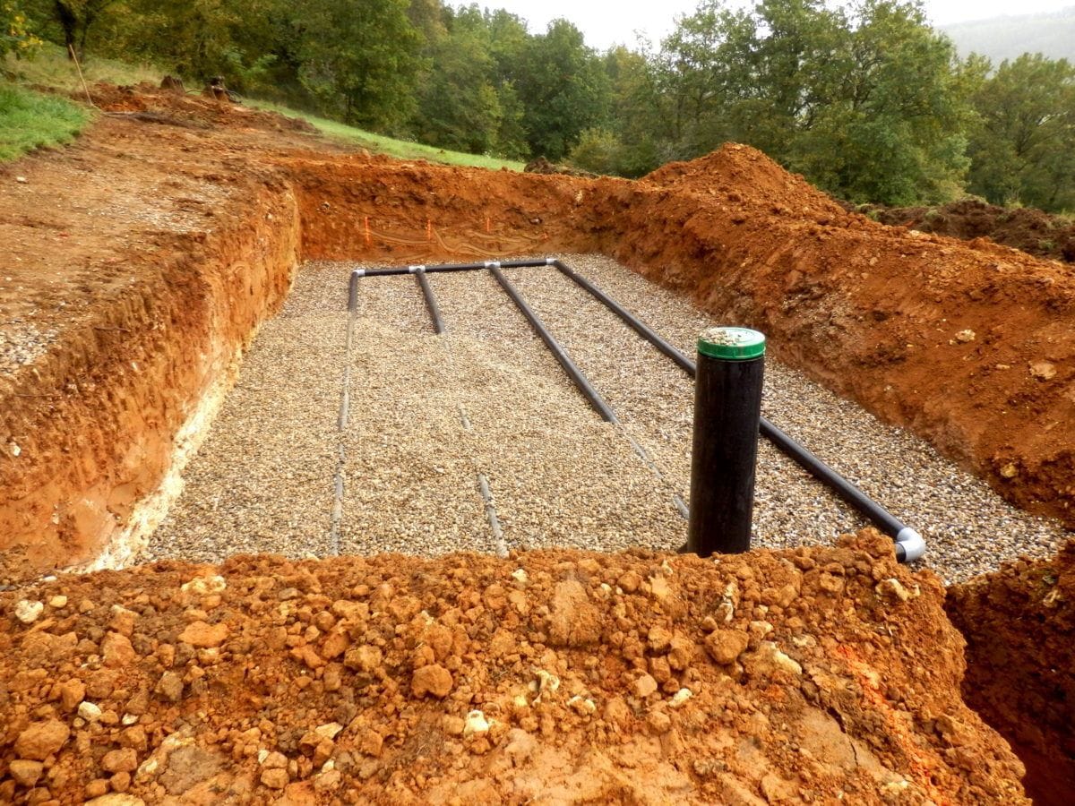 Septic bed being installed