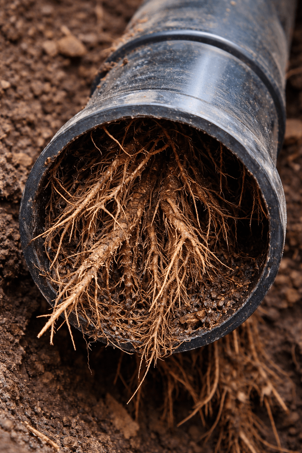 Tree roots in a pipe